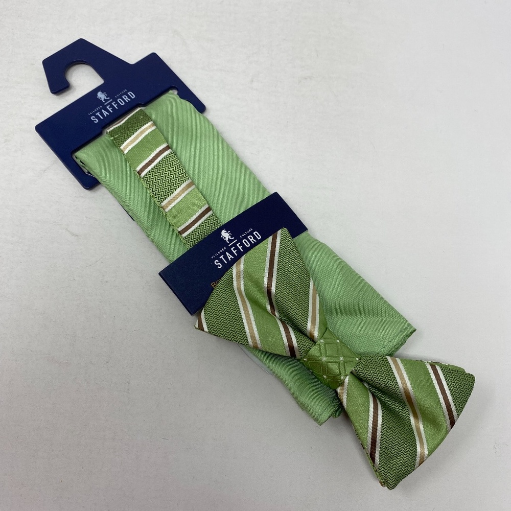 Stafford Bow Tie & Pocket Square Combo Striped